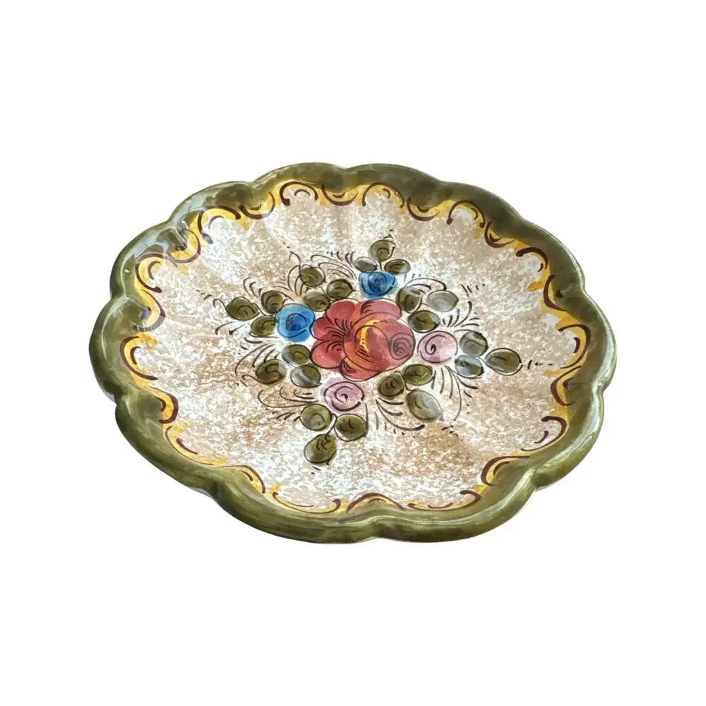 Vintage Deruta Italy Hand Painted Floral Dish Bowl